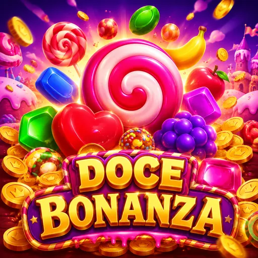 Gameplay do Sweet Bonanza mostrando a mecânica Tumble com símbolos caindo na grade 6x5
